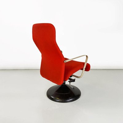 Modern Norwegian Adjustable Armchair Metal in Wood and Red Fabric, 1980s-GDD-1758578