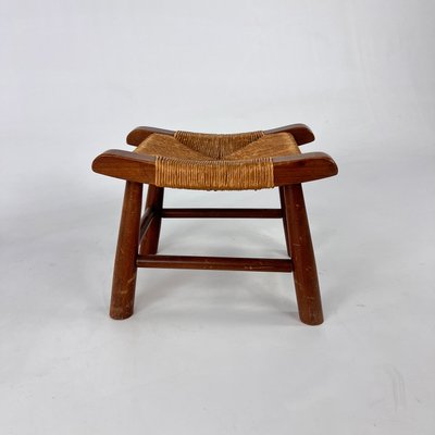 Modern Oak and Rush Stool, 1950s-RMX-2021262