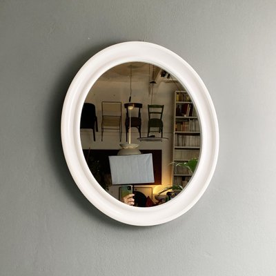 Modern Oval White Plastic Mirror by Carrara & Matta, 1980s-GDD-1328674