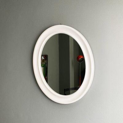 Modern Oval White Plastic Mirror by Carrara & Matta, 1980s-GDD-1328674