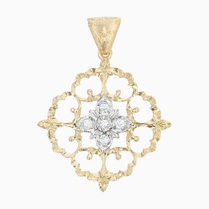 Modern Pendant in 18 Karat Yellow White Gold Arabesque with Diamonds-OLU-1315801