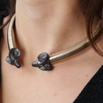 Modern Ram Tubogas Vermeil Necklace-OLU-1144615