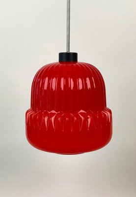 Modern Red Glass Globe Pendant Lamp, 1960s-BAF-763371