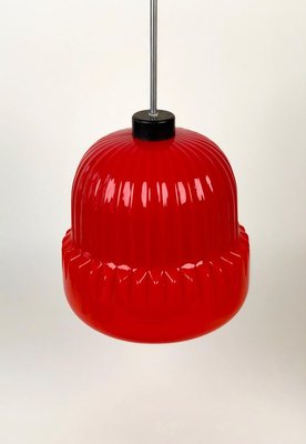 Modern Red Glass Globe Pendant Lamp, 1960s-BAF-763371