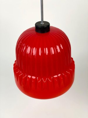 Modern Red Glass Globe Pendant Lamp, 1960s-BAF-763371