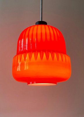 Modern Red Glass Globe Pendant Lamp, 1960s-BAF-763371