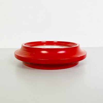 Modern Round Italian Red Wall Clock by Lorenz, 1970s-GDD-1314381