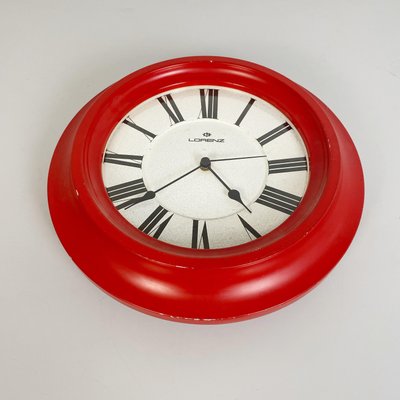 Modern Round Italian Red Wall Clock by Lorenz, 1970s-GDD-1314381