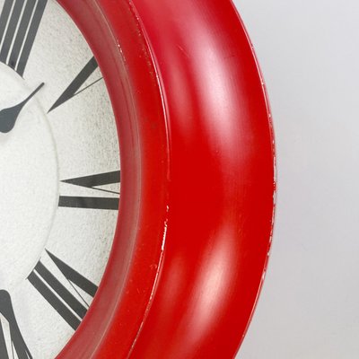 Modern Round Italian Red Wall Clock by Lorenz, 1970s-GDD-1314381