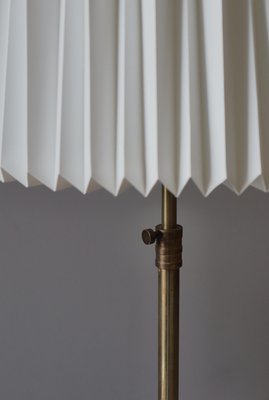 Modern Scandinavian Brass and Oakwood Floor Lamp with Le Klint Shade, 1950s-WRF-2042360