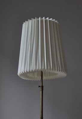 Modern Scandinavian Brass and Oakwood Floor Lamp with Le Klint Shade, 1950s-WRF-2042360