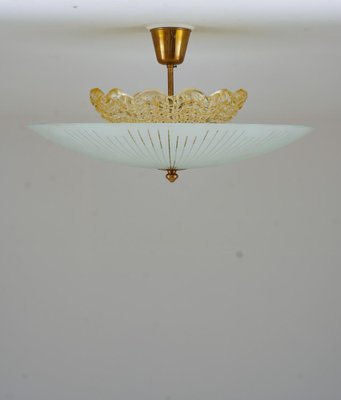 Modern Scandinavian Glass Flush Mount attributed to Orrefors,1950s-FM-1778208