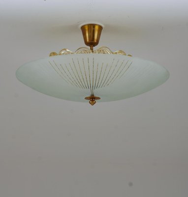 Modern Scandinavian Glass Flush Mount attributed to Orrefors,1950s-FM-1778208