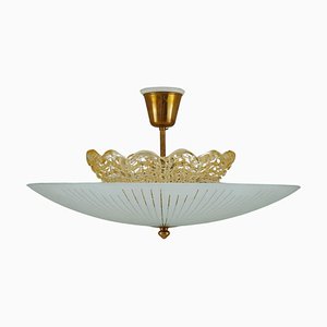 Modern Scandinavian Glass Flush Mount attributed to Orrefors,1950s-FM-1778208