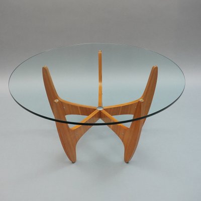 Modern Scandinavian Glass & Wood Coffee Table, 1960s-RST-1320519