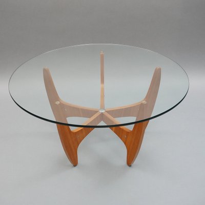 Modern Scandinavian Glass & Wood Coffee Table, 1960s-RST-1320519