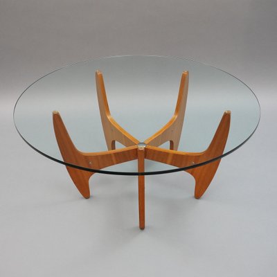 Modern Scandinavian Glass & Wood Coffee Table, 1960s-RST-1320519