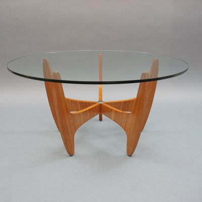 Modern Scandinavian Glass & Wood Coffee Table, 1960s-RST-1320519