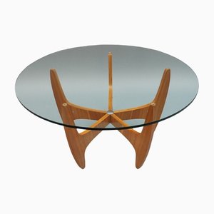 Modern Scandinavian Glass & Wood Coffee Table, 1960s-RST-1320519