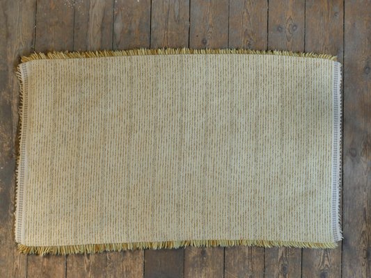 Modern Scandinavian High Pile Yellow Handmade Wool Rya Rug, Sweden, 1960s-RUK-2019593