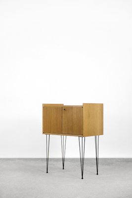 Modern Scandinavian Teak Wood Cabinet with Metal Hairpin Legs, 1960s-ZAA-1343583