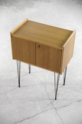 Modern Scandinavian Teak Wood Cabinet with Metal Hairpin Legs, 1960s-ZAA-1343583