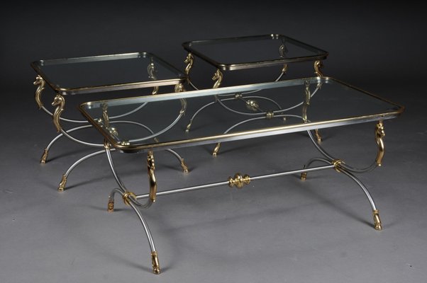 Modern Side Table in Chrome and Brass-FLW-1416835