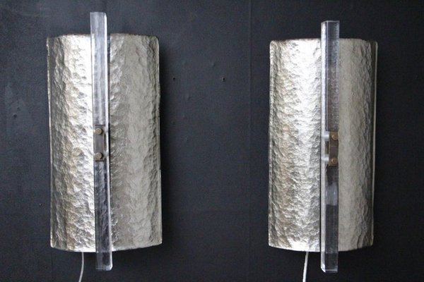 Modern Silver Leaf Murano Glass Wall Lights, 2000s, Set of 2-YF-1427578