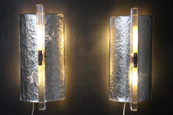 Modern Silver Leaf Murano Glass Wall Lights, 2000s, Set of 2-YF-1427578