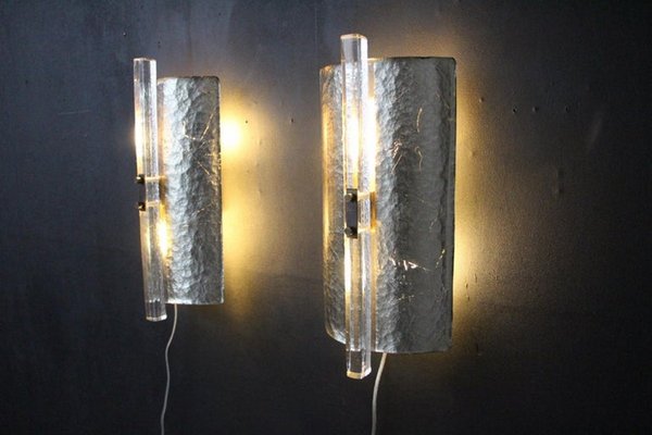 Modern Silver Leaf Murano Glass Wall Lights, 2000s, Set of 2-YF-1427578