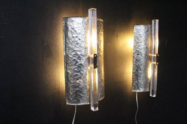 Modern Silver Leaf Murano Glass Wall Lights, 2000s, Set of 2-YF-1427578