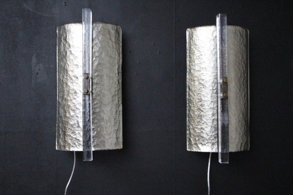 Modern Silver Leaf Murano Glass Wall Lights, 2000s, Set of 2-YF-1427578