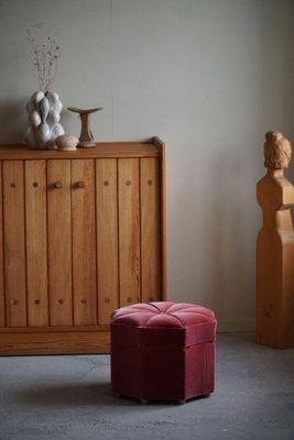 Modern Swedish Octagon Pouf in Pink Velour, 1940s-MXF-2041646