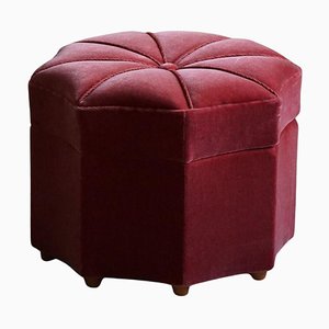 Modern Swedish Octagon Pouf in Pink Velour, 1940s-MXF-2041646