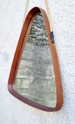 Modern Triangular Teak Mirror by Franco Campo and Carlo Graffi, Italy, 1950s-PUG-1453065