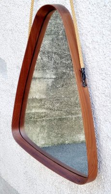 Modern Triangular Teak Mirror by Franco Campo and Carlo Graffi, Italy, 1950s-PUG-1453065