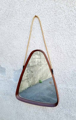 Modern Triangular Teak Mirror by Franco Campo and Carlo Graffi, Italy, 1950s-PUG-1453065