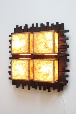 Modern Tropical Wall Lamp in Wood and Fabric, 1970s.-PLT-1251272