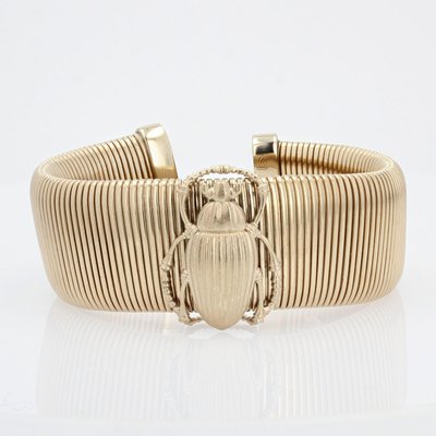 Modern Vermeil Scarab Beetle Bracelet-OLU-1144599