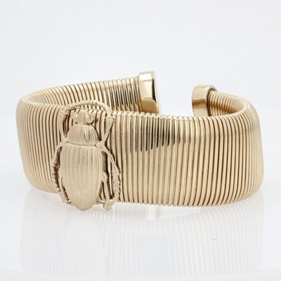 Modern Vermeil Scarab Beetle Bracelet-OLU-1144599