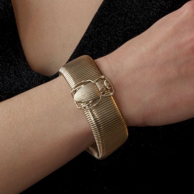 Modern Vermeil Scarab Beetle Bracelet-OLU-1144599