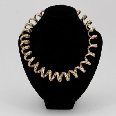 Modern Vermeil Spiral Tubogas Necklace-OLU-1144609