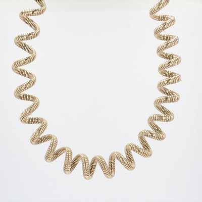 Modern Vermeil Spiral Tubogas Necklace-OLU-1144609