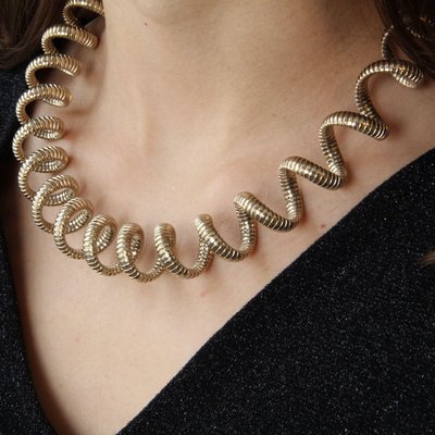 Modern Vermeil Spiral Tubogas Necklace-OLU-1144609