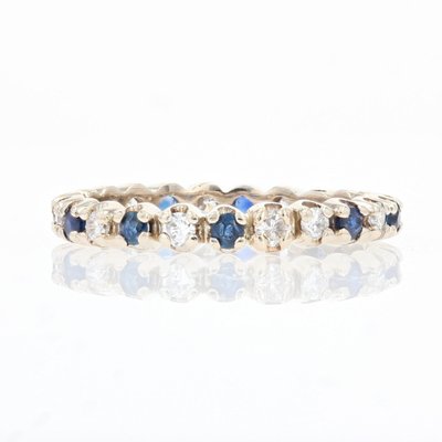 Modern Wedding Ring in 18 Karat White Gold with Sapphire and Diamonds-OLU-1315780