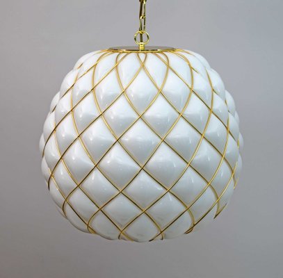 Modern White & Brass Pendant Lamp from Fontana Arte, 1990-FER-1440882