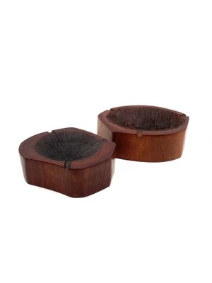 Modern Wood Ashtrays, France, 1970s, Set of 2-TXN-1820121