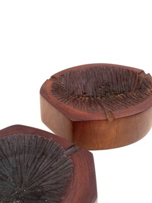 Modern Wood Ashtrays, France, 1970s, Set of 2-TXN-1820121