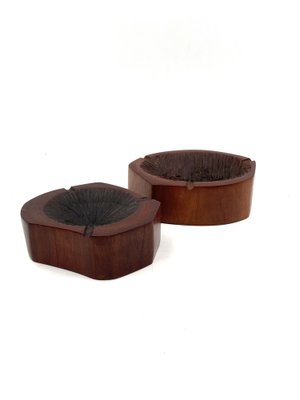 Modern Wood Ashtrays, France, 1970s, Set of 2-TXN-1820121