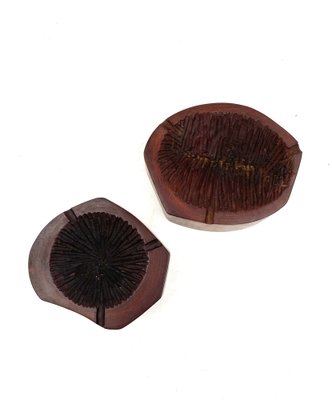 Modern Wood Ashtrays, France, 1970s, Set of 2-TXN-1820121